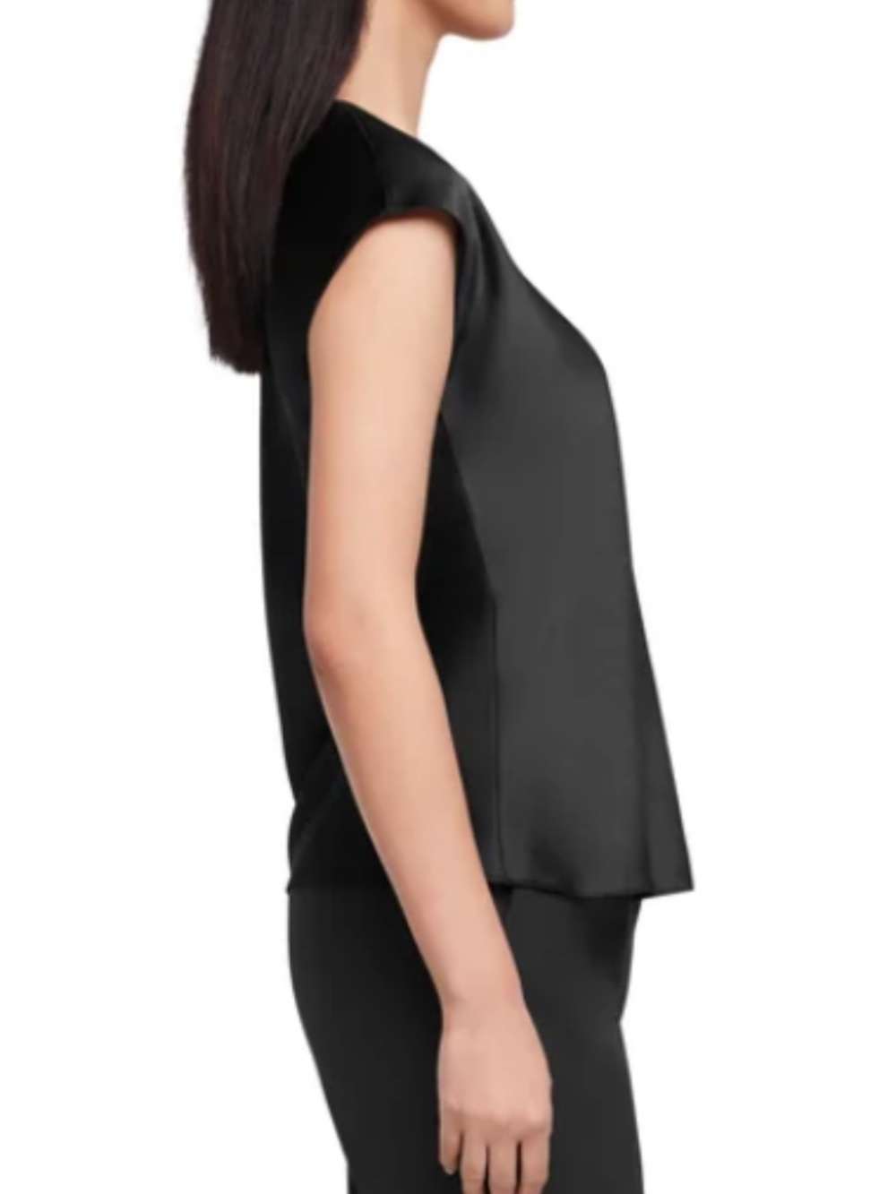 Express Womens Black Satin Short Sleeve Blouse Large - Picture 2 of 8